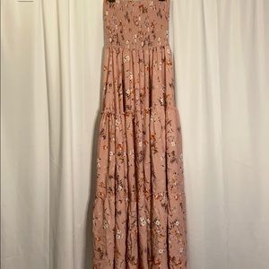 Pink floral maxi dress